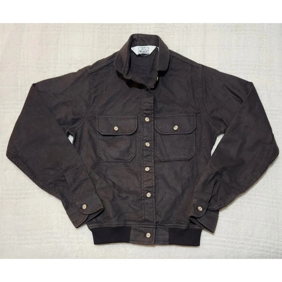 Vintage Woolrich 100% Cotton Women's Small Dark Gray Waist Band Jacket Made USA - Picture 1 of 6